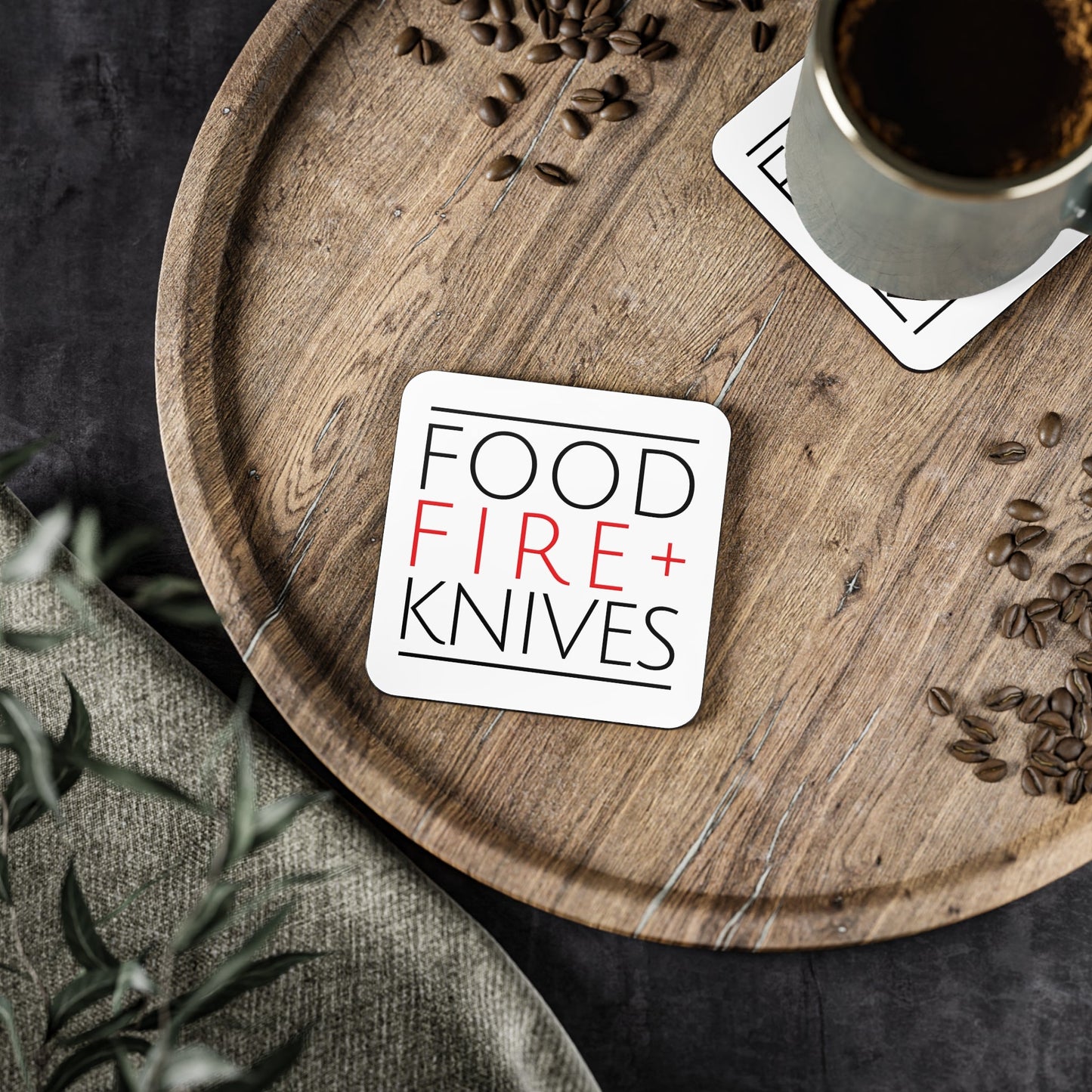 Food Fire + Knives Coasters - BRAZEN BUY thsirt shirt