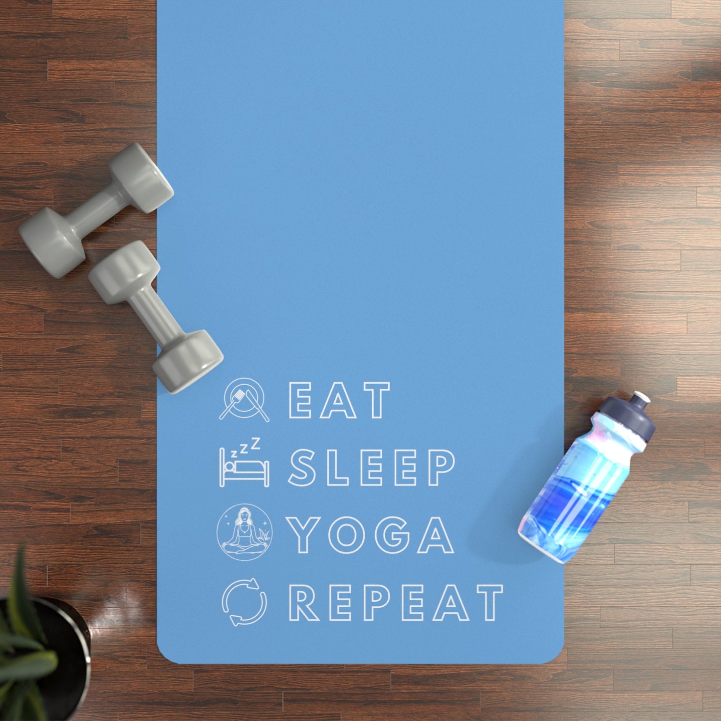 Eat, Sleep, Yoga, Repeat Yoga Mat (Blue) - BRAZEN BUY thsirt shirt