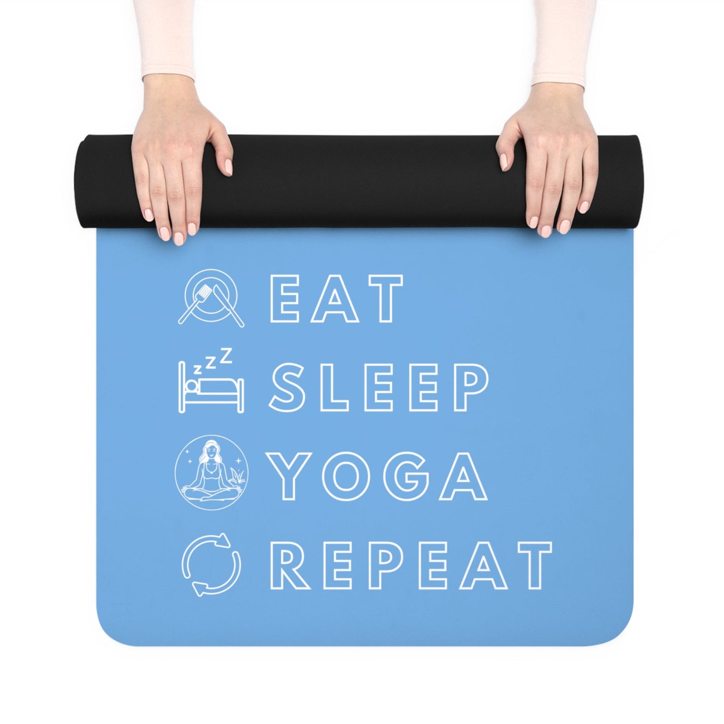 Eat, Sleep, Yoga, Repeat Yoga Mat (Blue) - BRAZEN BUY thsirt shirt