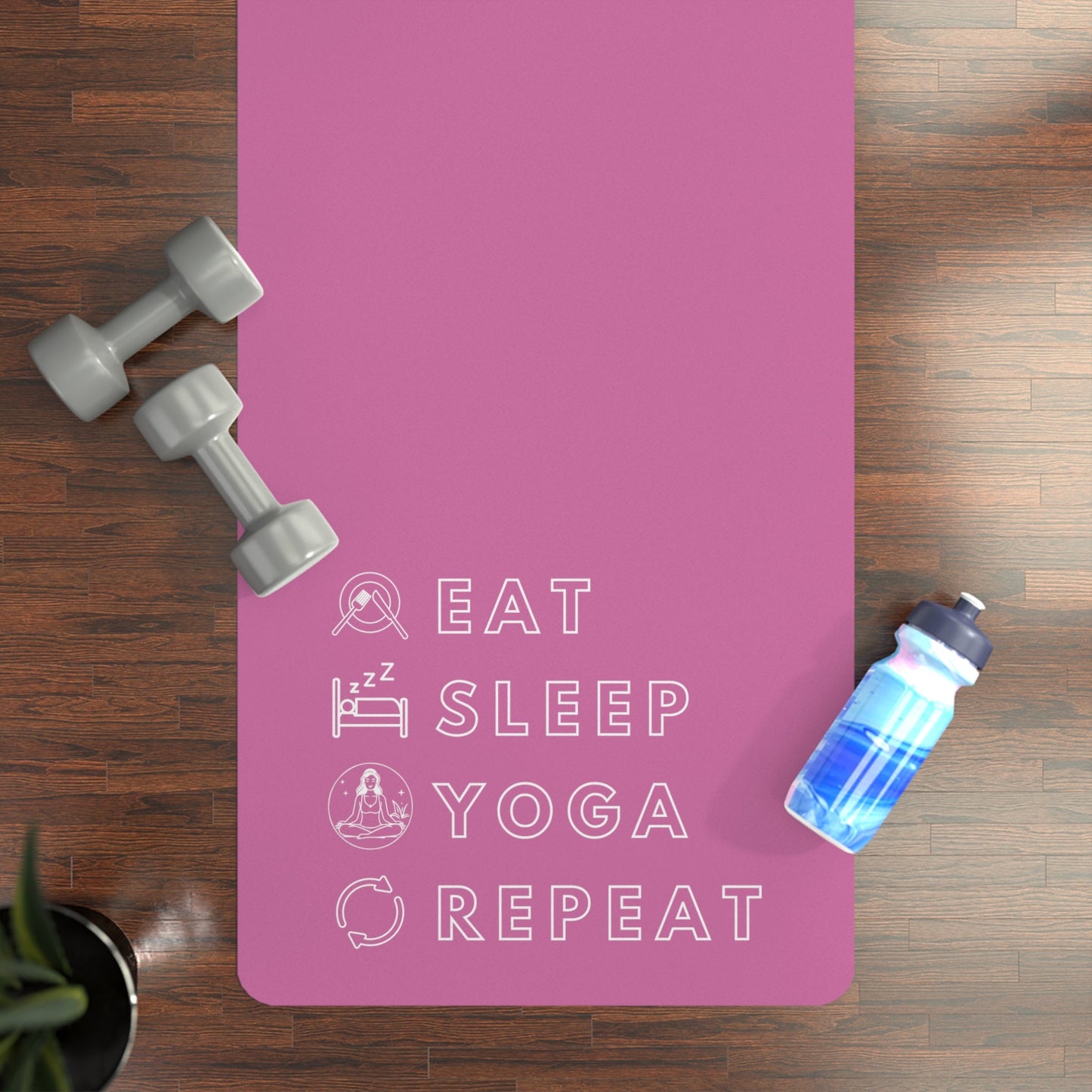 Eat, Sleep, Yoga, Repeat Yoga Mat (Pink) - BRAZEN BUY thsirt shirt