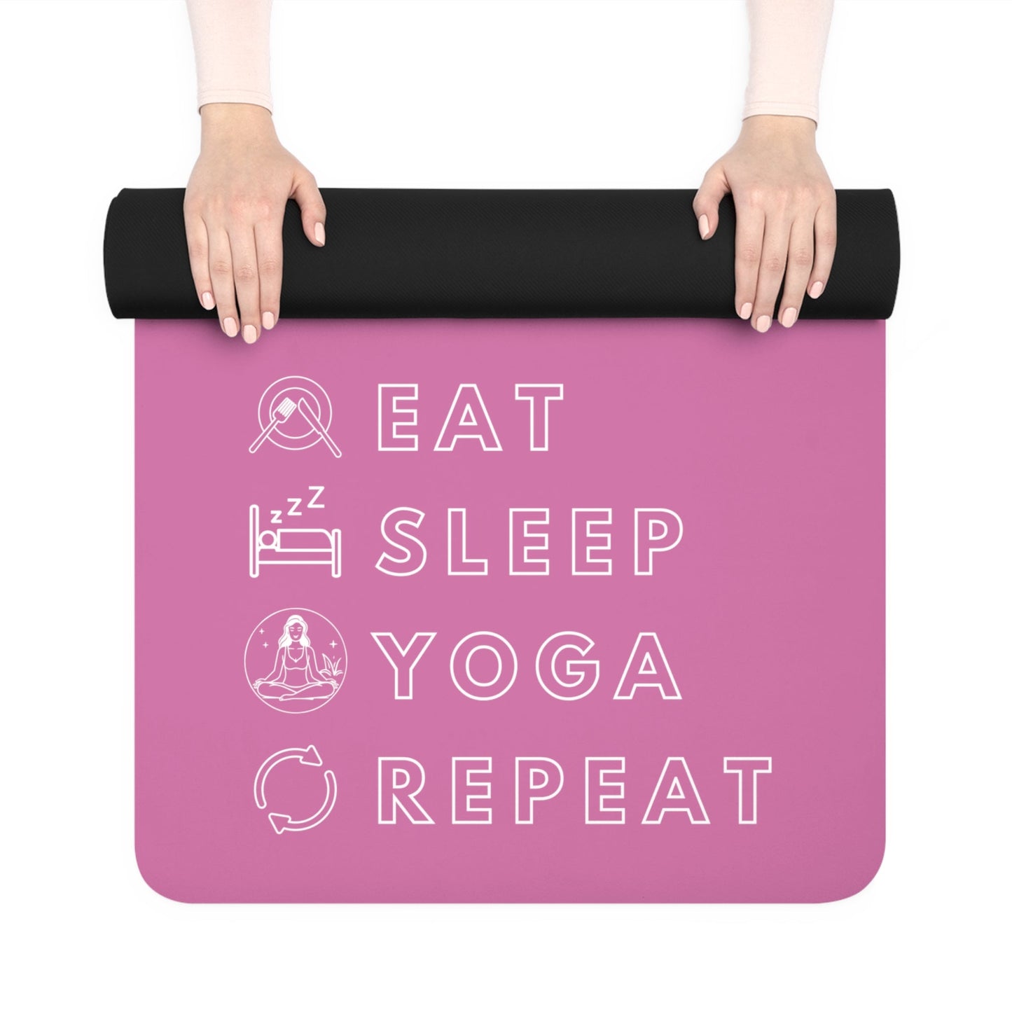 Eat, Sleep, Yoga, Repeat Yoga Mat (Pink) - BRAZEN BUY thsirt shirt