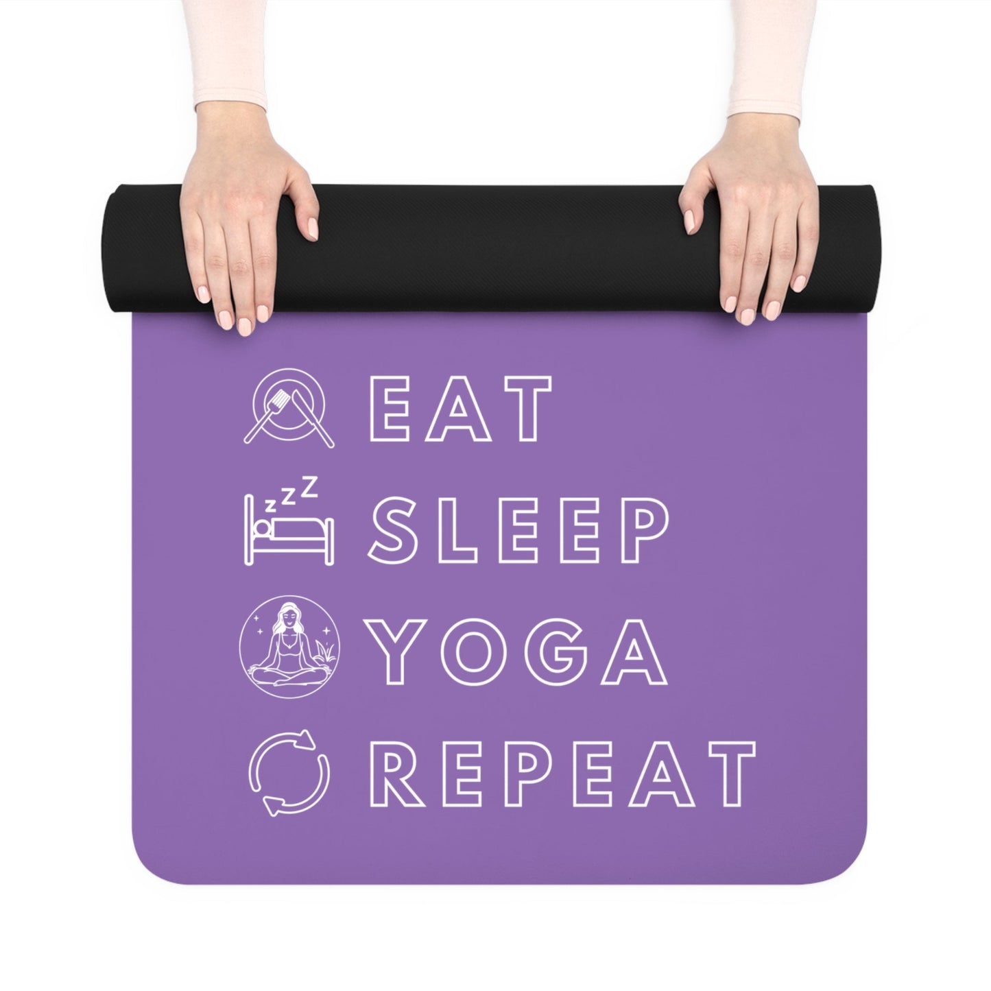 Eat, Sleep, Yoga, Repeat Yoga Mat (Purple) - BRAZEN BUY thsirt shirt