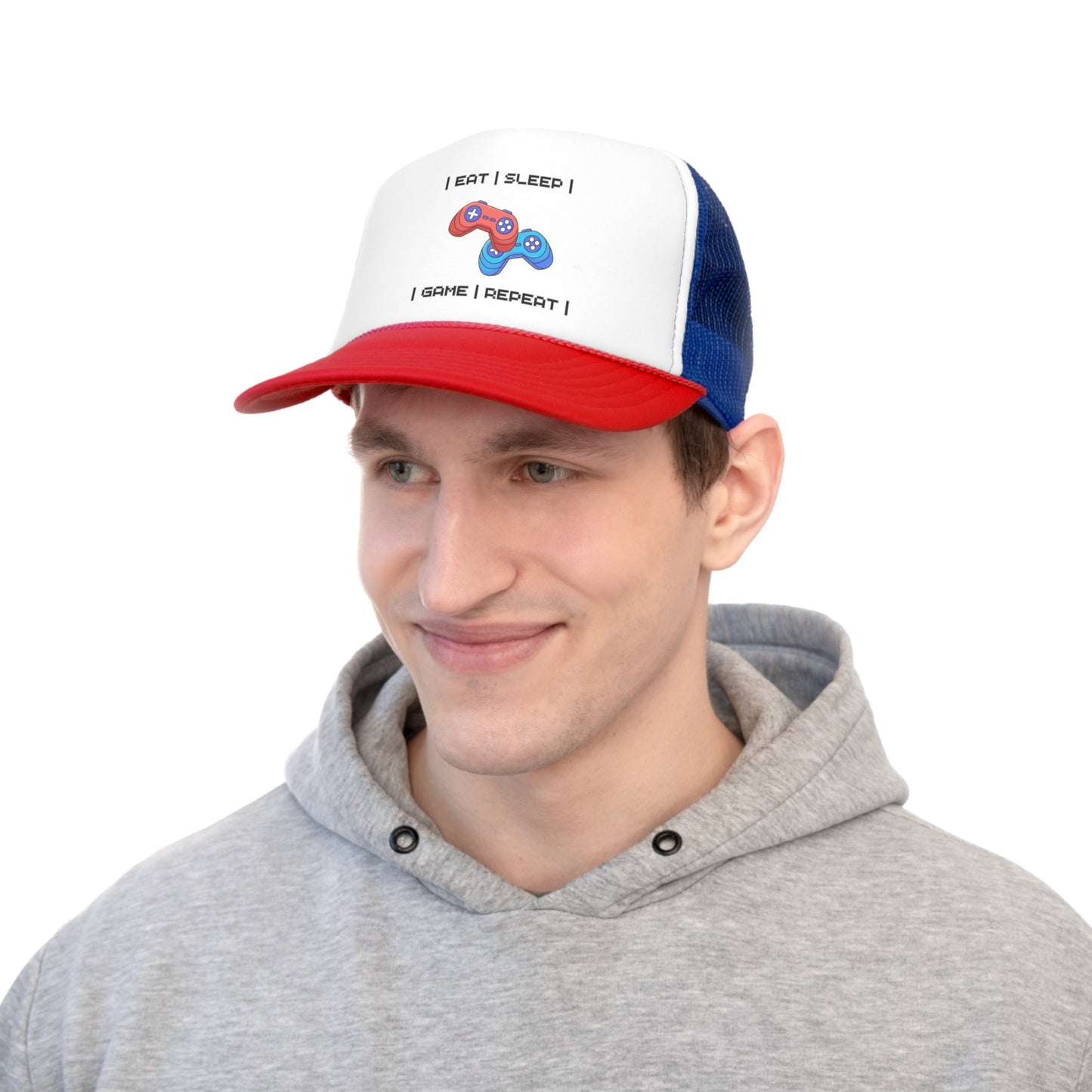 Gamer Eat Sleep Game Repeat Trucker Caps - BRAZEN BUY thsirt shirt