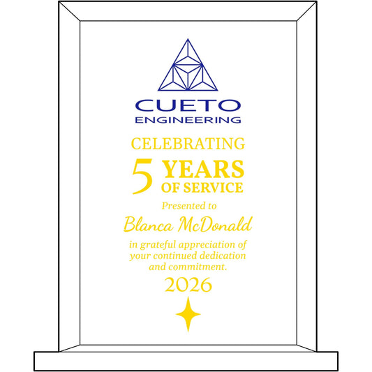Diamond Glass Award - Personalized Engraved 5-Year Service Recognition Trophy - BRAZEN BUY thsirt shirt