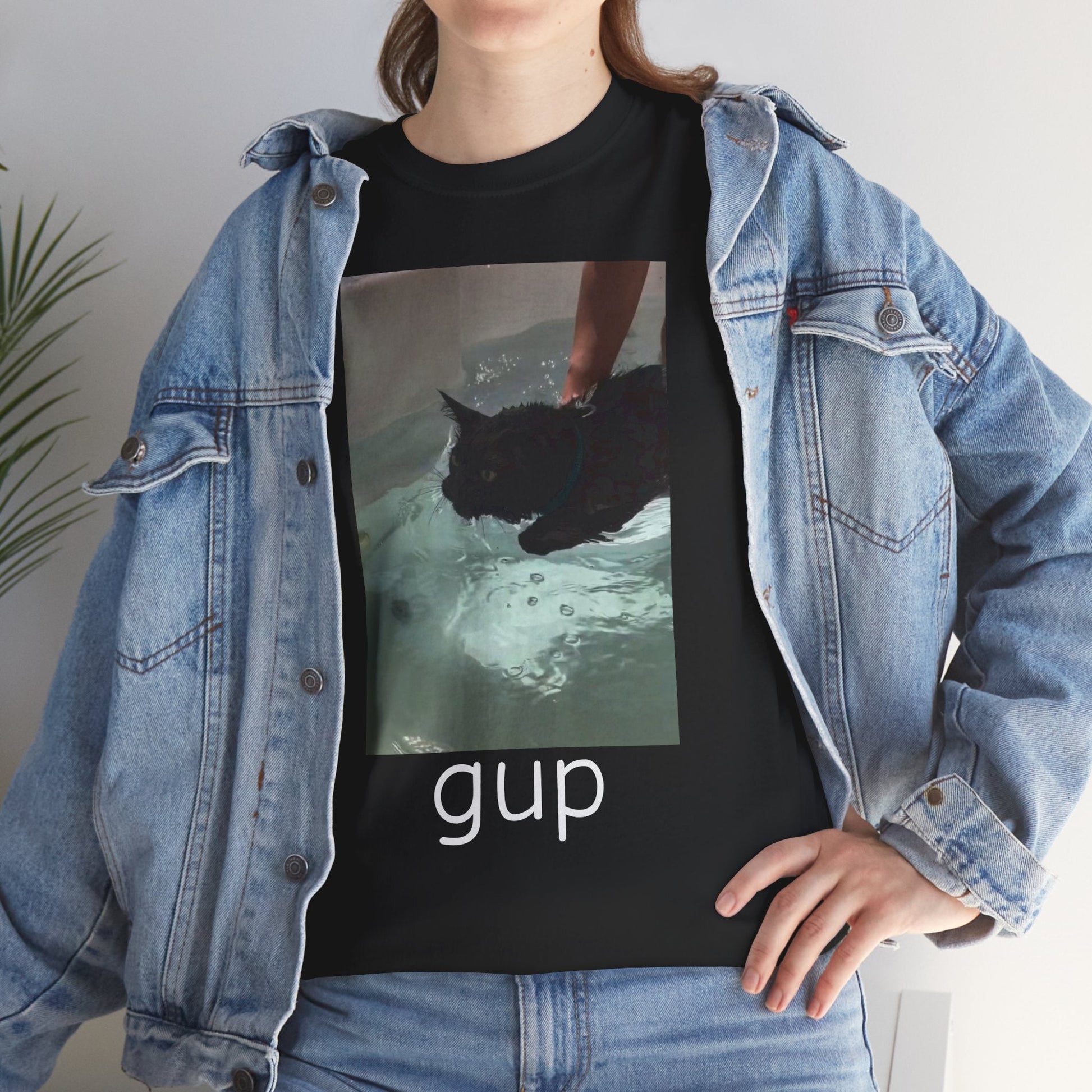Graphic Tee - “gup” Cat in Water - BRAZEN BUY thsirt shirt
