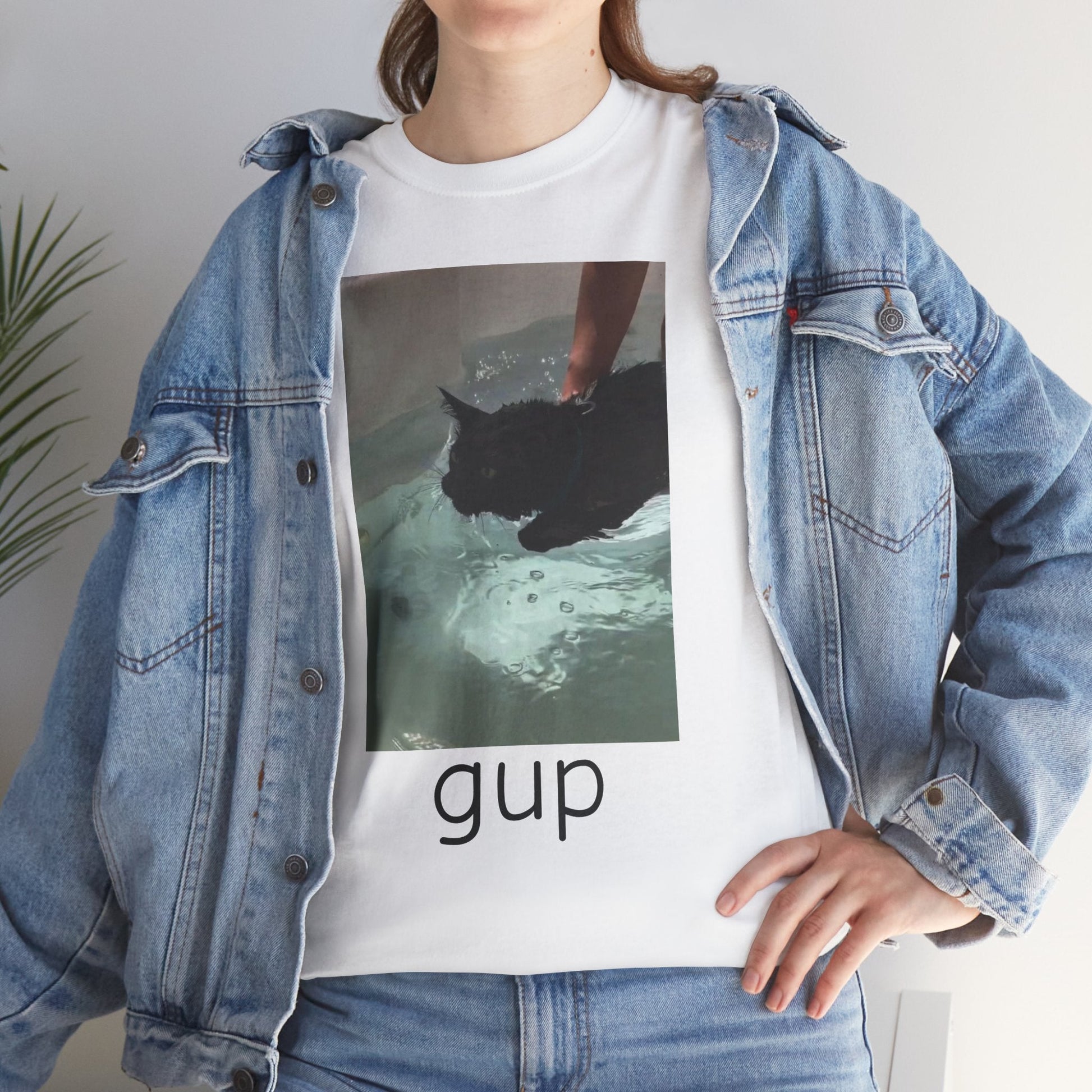 Graphic Tee - “gup” Cat in Water - BRAZEN BUY thsirt shirt