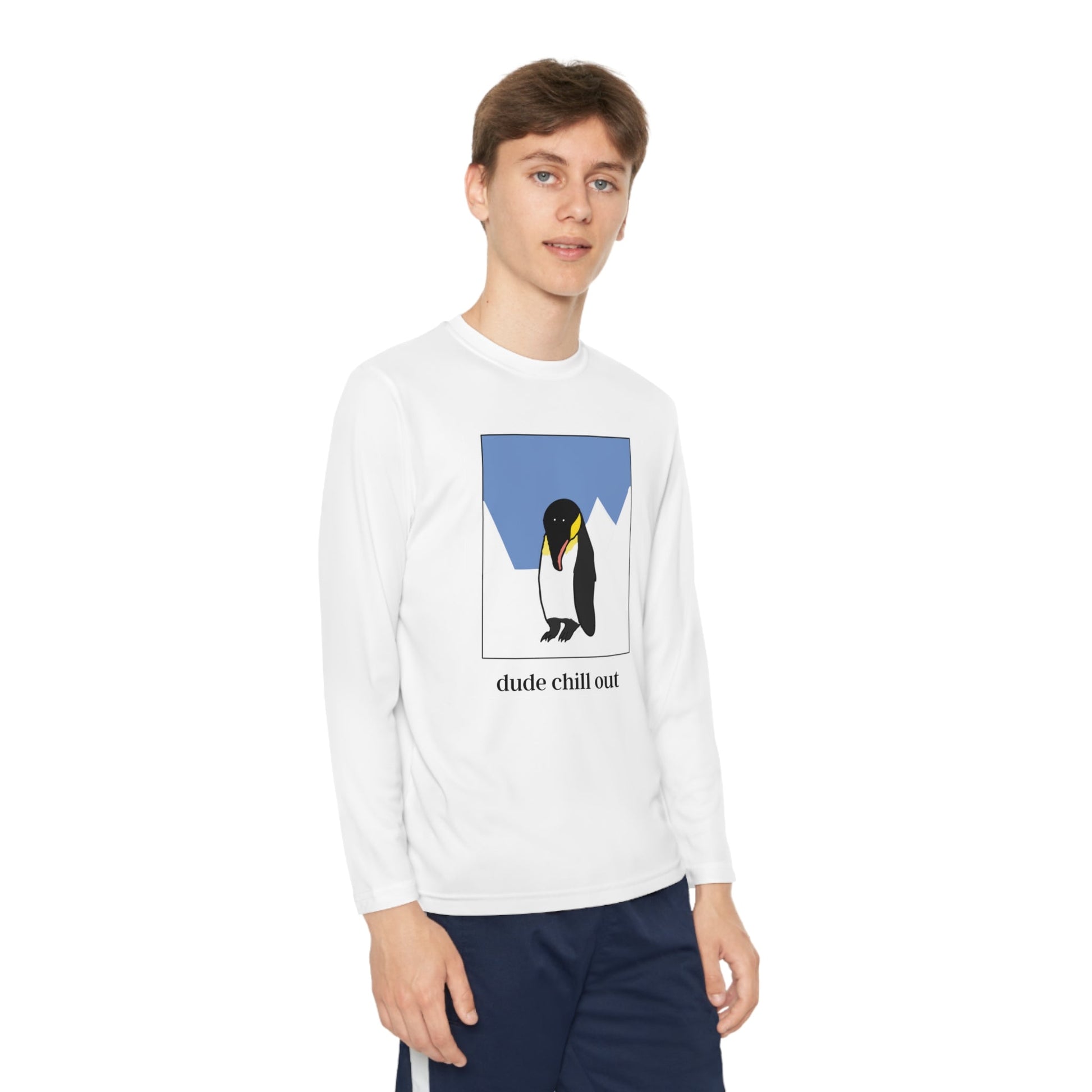 Penguin Dude Chill Out Youth Long Sleeve Tee - BRAZEN BUY thsirt shirt